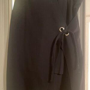 Papaya Elegant Black Pencil Skirt with Eyelet Tie